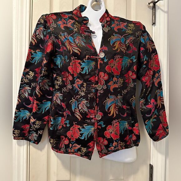 Chico back and vibrant colors embroidered tropical flowers - Chico size 0 - Picture 1 of 9